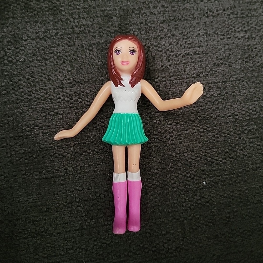 McDonald's Happy Meal Polly Pocket Doll 2008 Green Skirt Pink Boots Kids Toy
